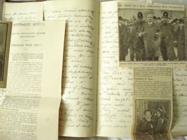 Spread - with newspaper cuttings laid in -  from Kate's Black Friday' diary entry