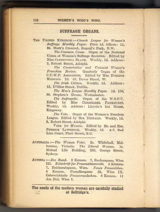 The Suffrage Annual and Women's Who's Who