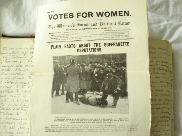 Words describing the WSPU Deeds - from Kate Frye's diary