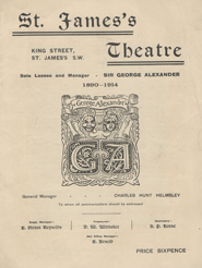 Programme for the 1914 production of 'The Ideal Husband' (courtesy of oscarwildesociety,co.uk)