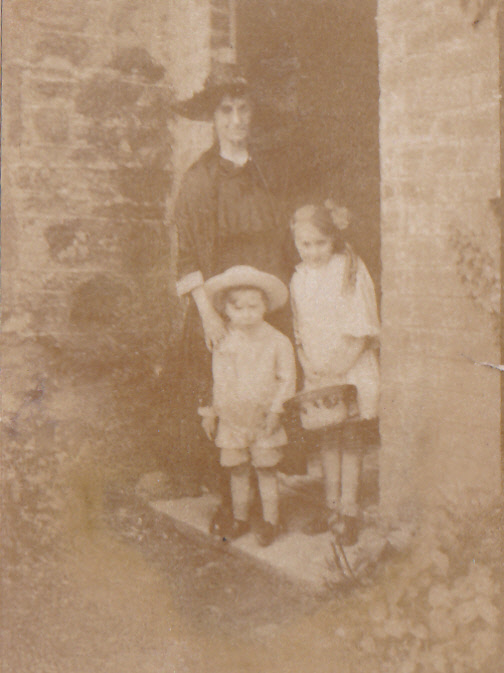 My widowed grandmother, with my mother and her brother, in the doorway of their Falkland cottage
