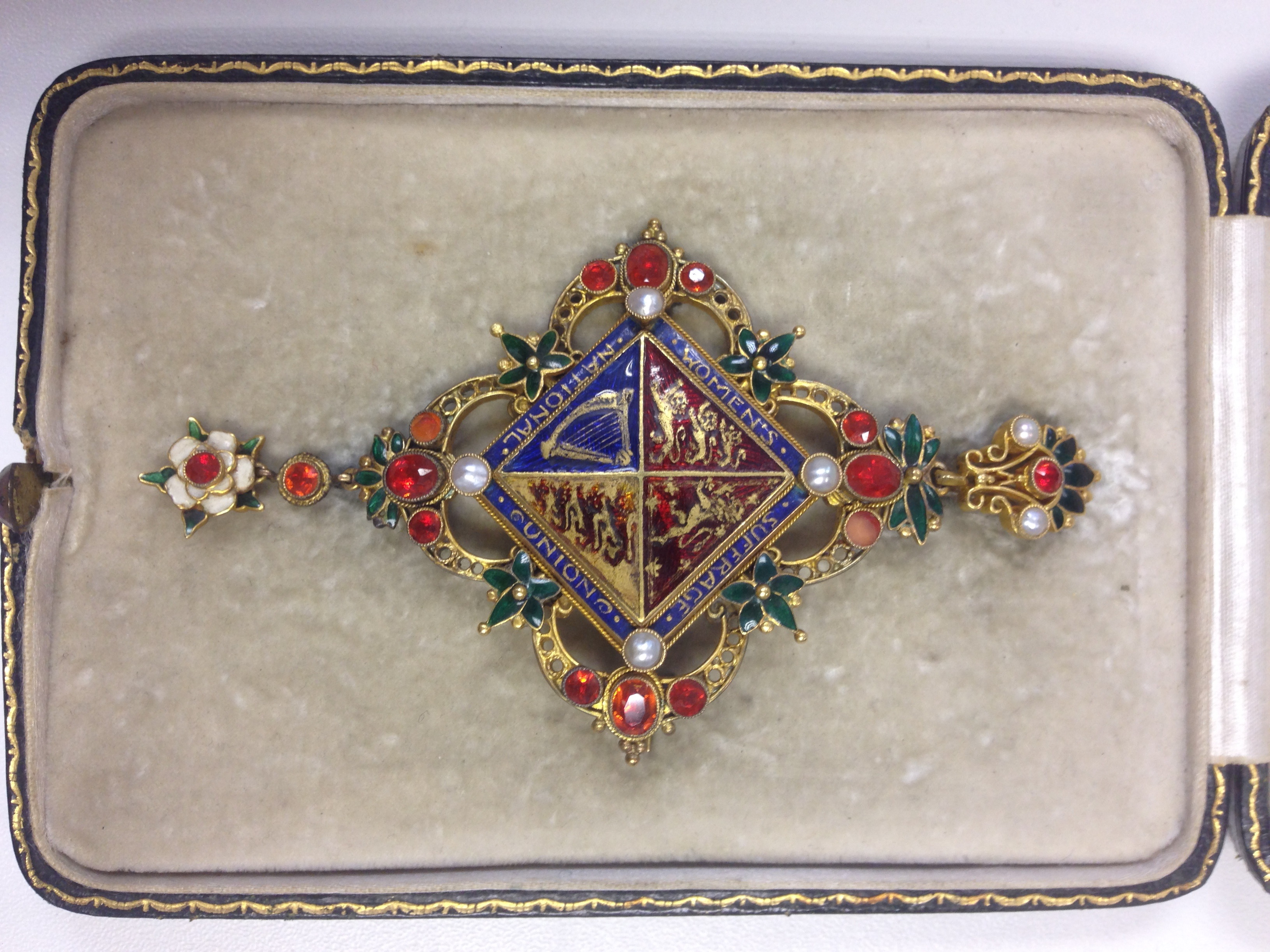 Brooch presented by the NUWSS to Millicent Fawcett in 1913 (image courtesy of the Fawcett Society)